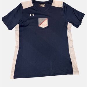 Under Armour Navy and White Short Sleeve Athletic Tee
